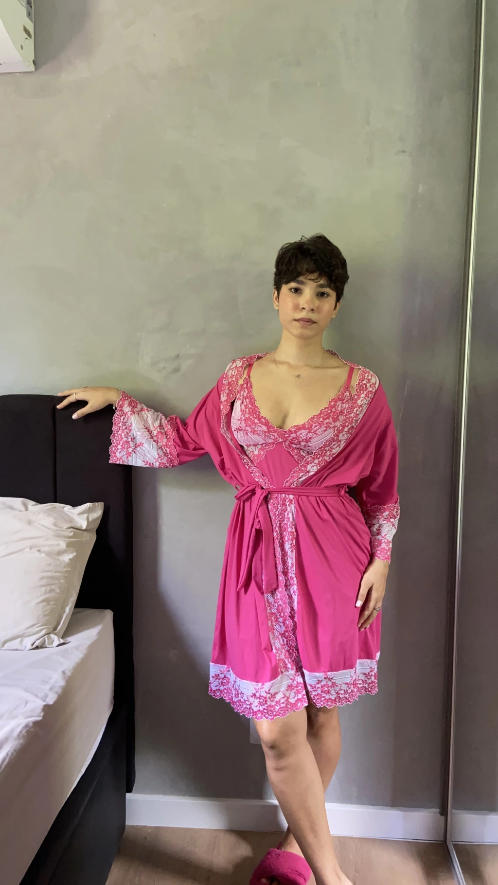 Robe Vitória pink com branco