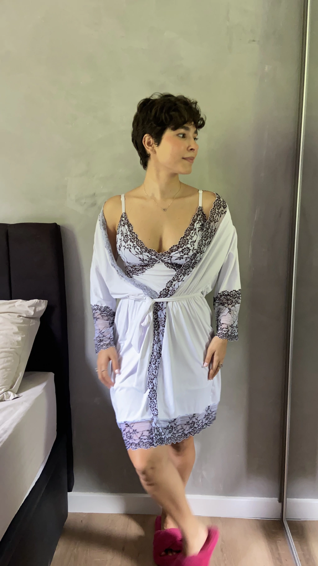 Robe Vitória branco com preto