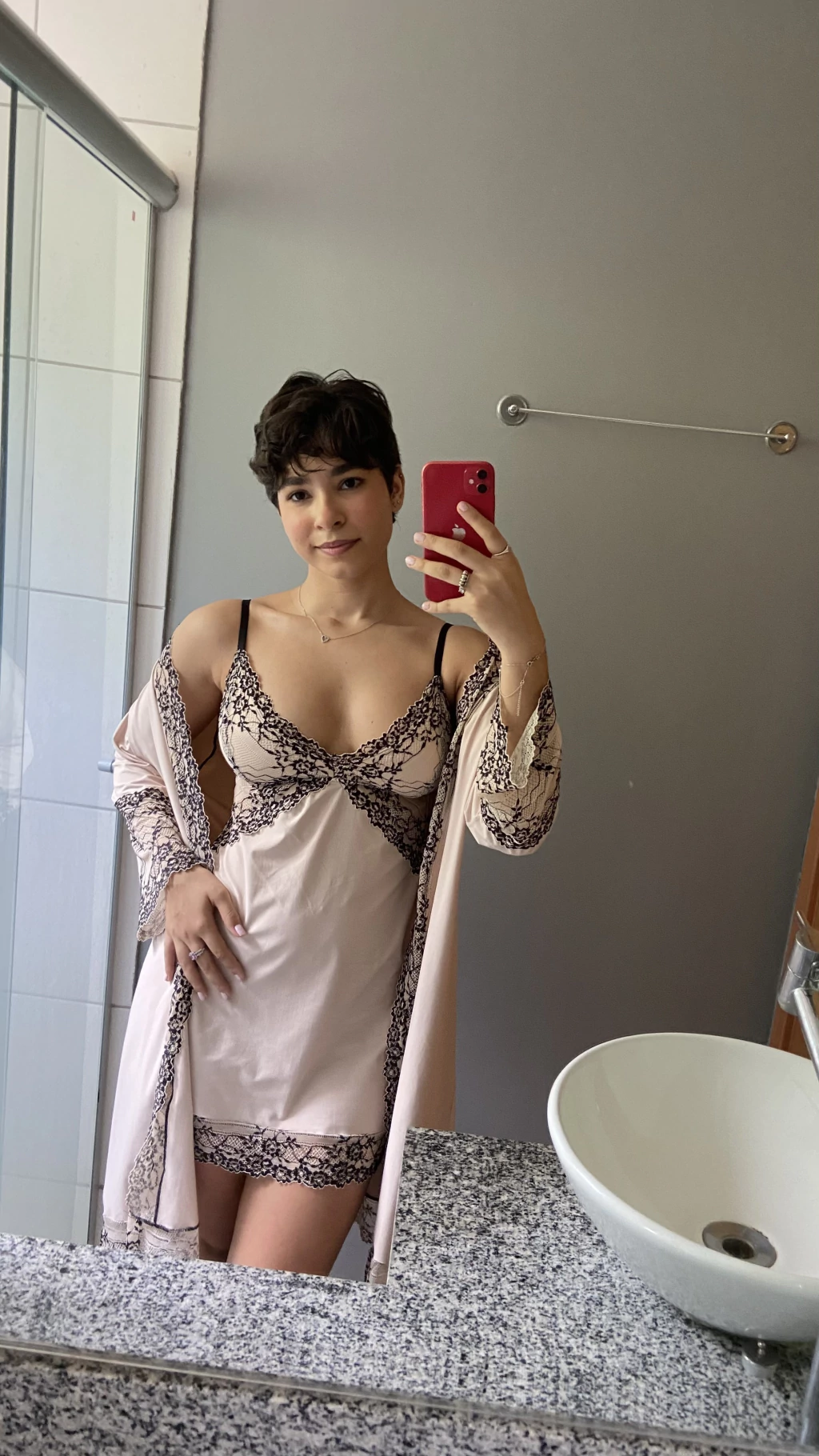 Kit Vitória | Robe e camisola nude c preto