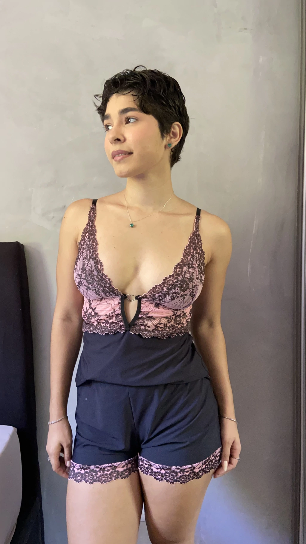 Pijama Vanessa | preto c rosa